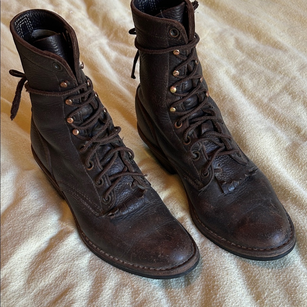 Womens White’s packer Brown Leather Boots  USA made lots of life.